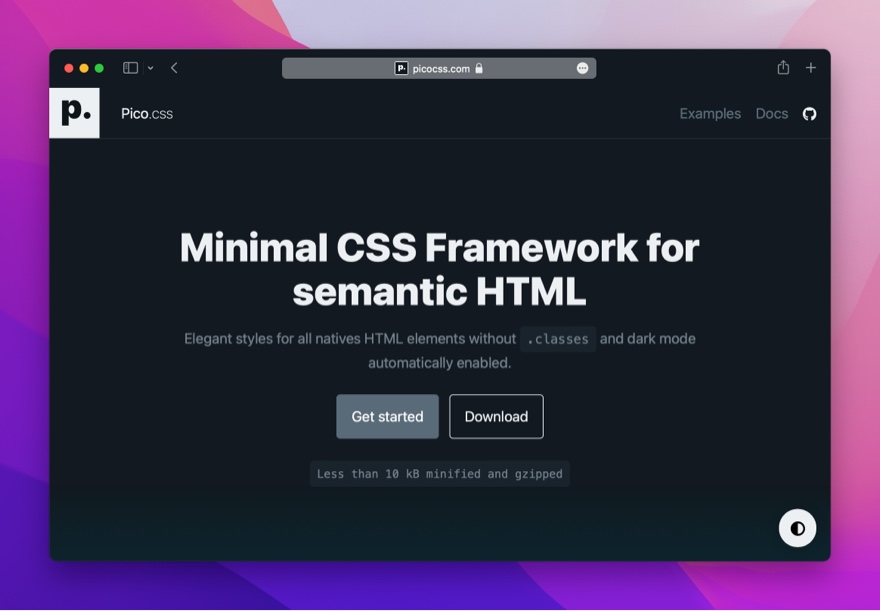 Pico.css - 优雅的纯 CSS 开源 UI 框架，用原始的 HTML 元素标签来做界面