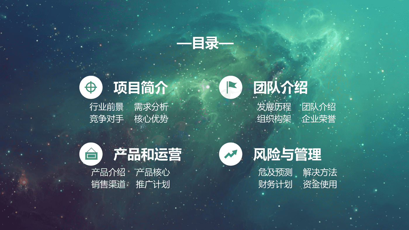 绿色商业创业计划书 赠送可编辑商务图标