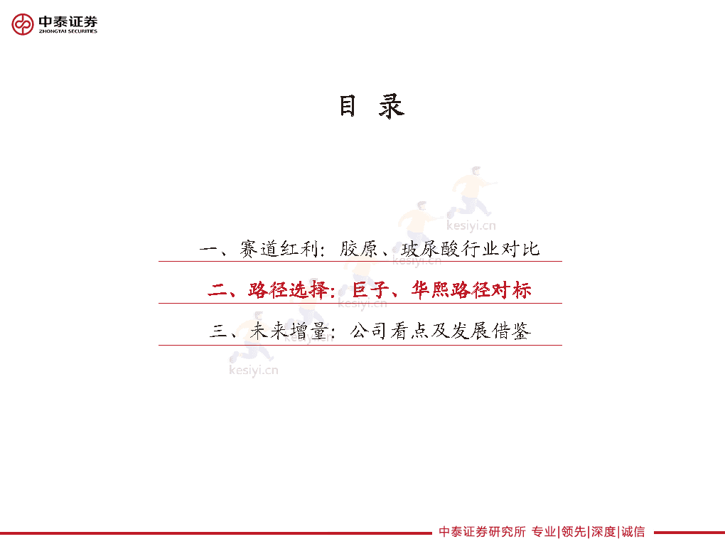 重组胶原龙头的路径选择,巨子生物、华熙生物类比解读-中泰证券 重组胶原龙头的路径选择,巨子生物、华熙生物类比解读-中泰证券