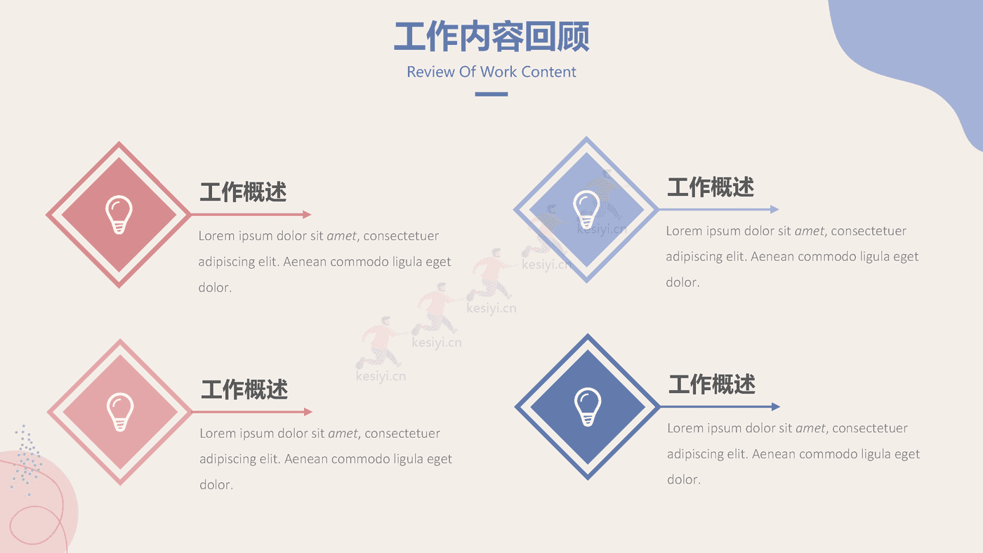 马卡龙配色工作总结汇报PPT模板 附带图标