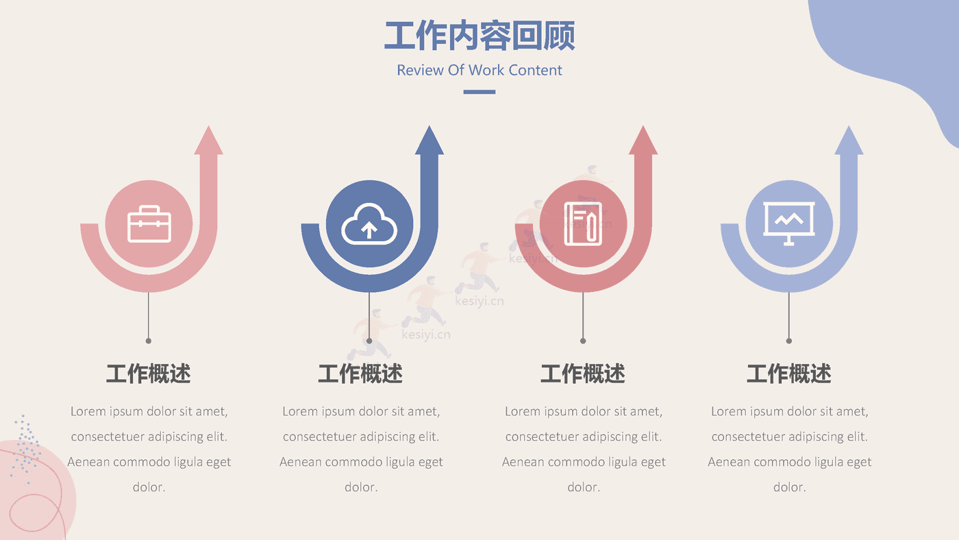 马卡龙配色工作总结汇报PPT模板 附带图标