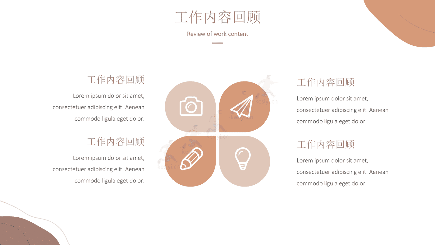 秋季奶茶色清新工作汇报总结PPT模板
