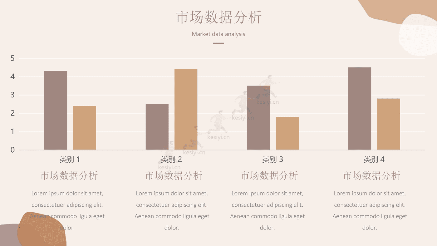 秋季奶茶色清新工作总结汇报PPT模板附带图标