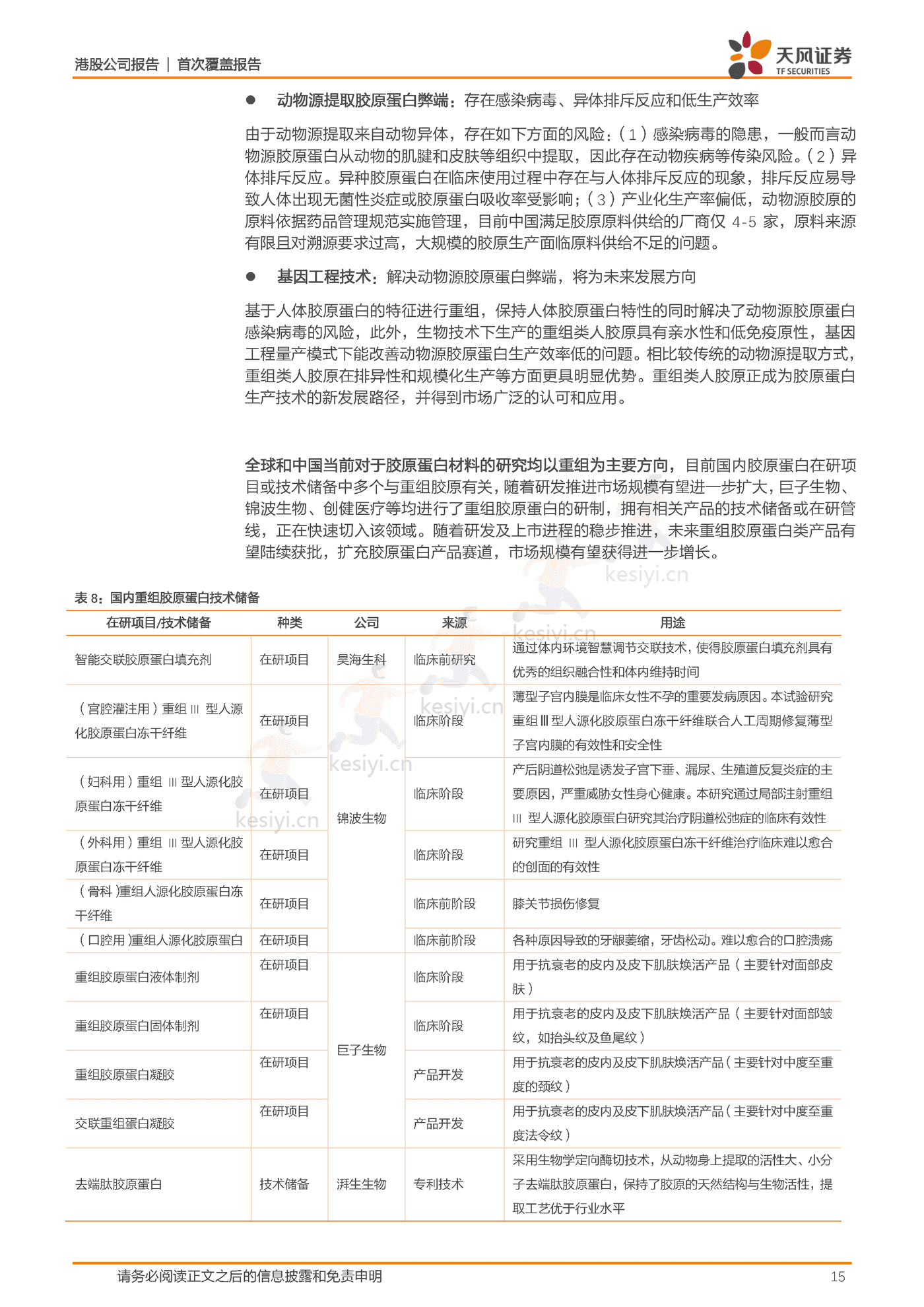 研发为基引领重组胶原蛋白发展,厚积薄发领军专业皮肤护理行业-天风证券&巨子生物 研发为基引领重组胶原蛋白发展,厚积薄发领军专业皮肤护理行业-天风证券&巨子生物